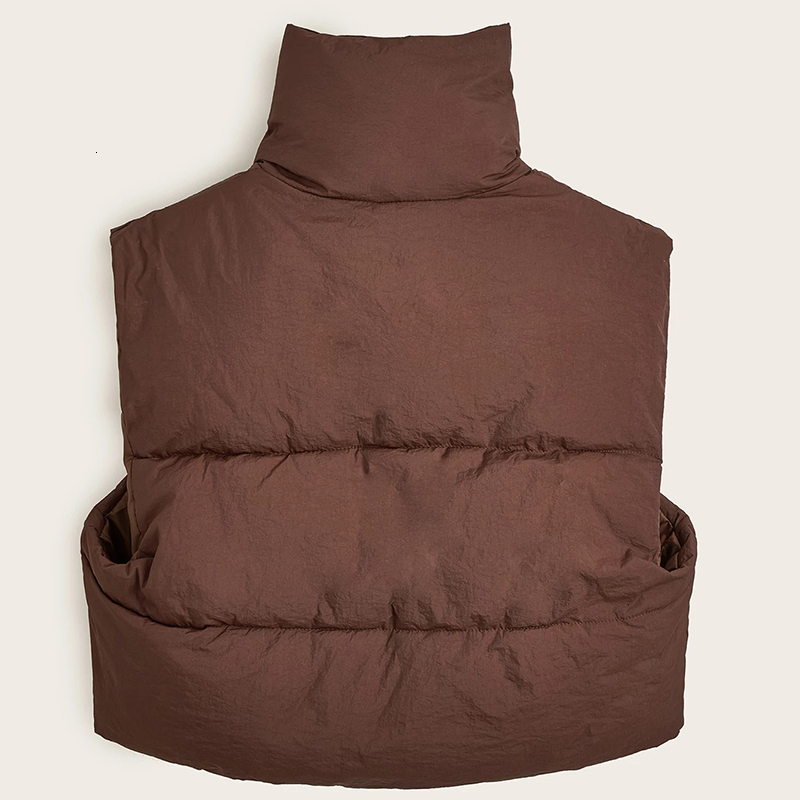 Women's Vests Fashion Autumn Stand Collar Elegant Down Coats Warm Outerwear Casual Belt Sleeveless Winter Women Vests Jackets 230912