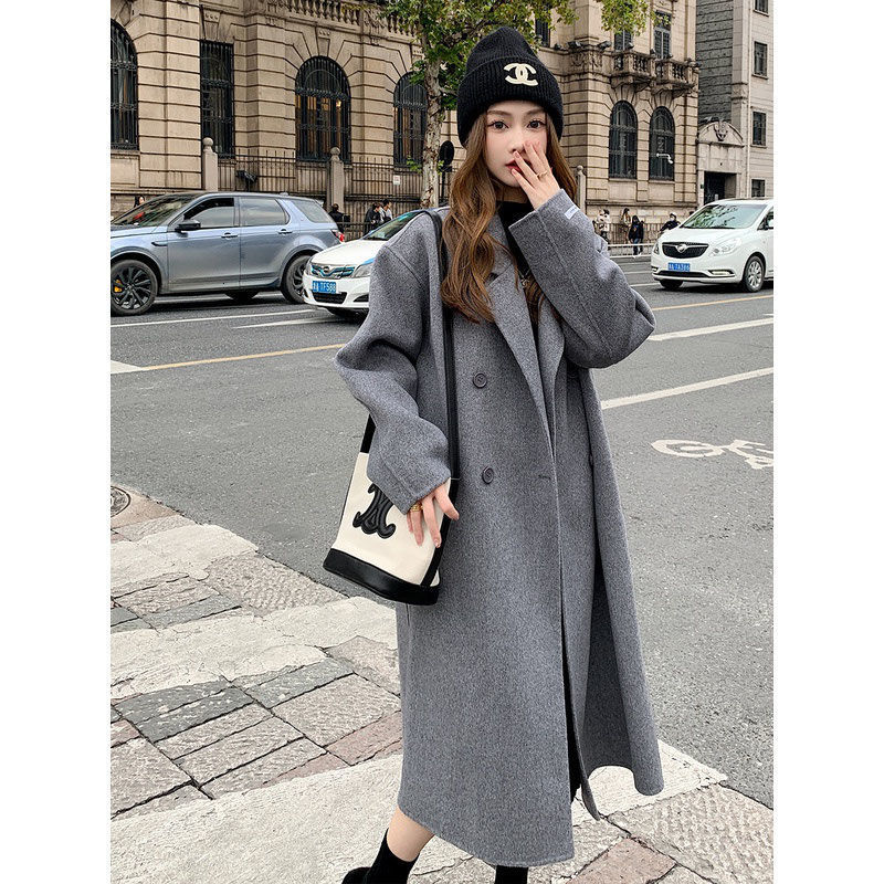 Women's Wool Blends Fashionable Double Sided Wool Coat For Women Autumn And Winter Korean Version Loose Mid Length Hepburn Style Wool Coat 230912