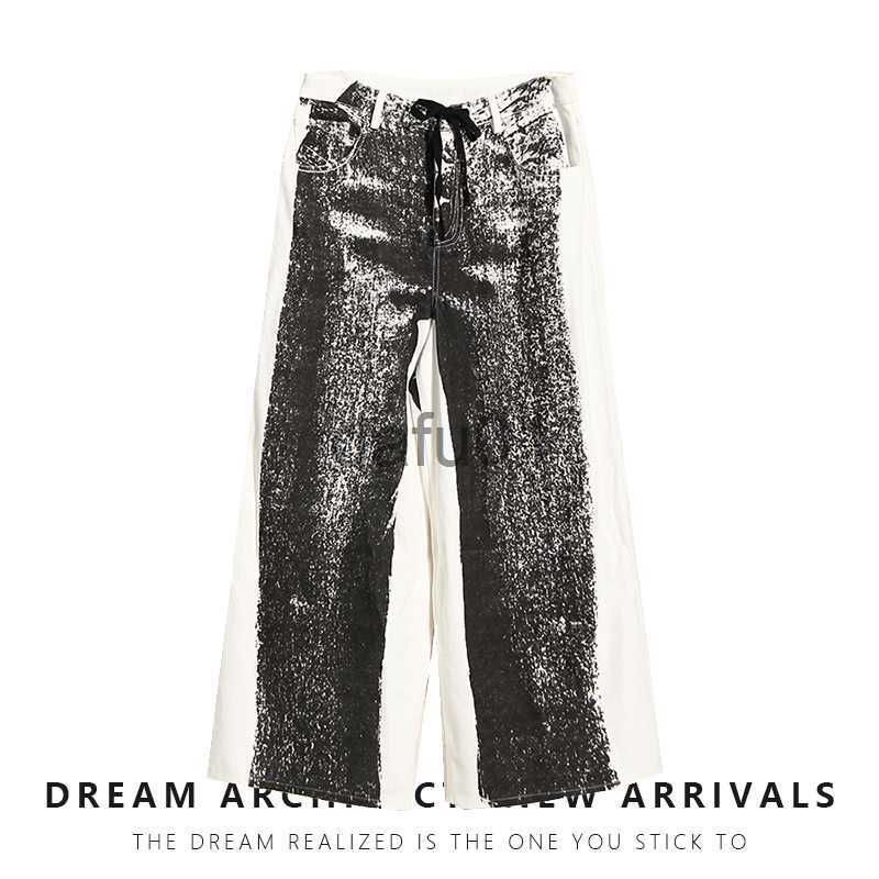 Women's Jeans Women's Jeans Casual pants for women 23 Spring/Summer new niche fashionable 3D printed jeans with high waisted loose fitting w