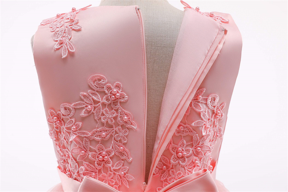 Pretty Princess Girl Dresses Sequins Appliques Beading Bow Ball Gown Tulle Girls Pageant Gown Communion For Wedding Formal Party F07