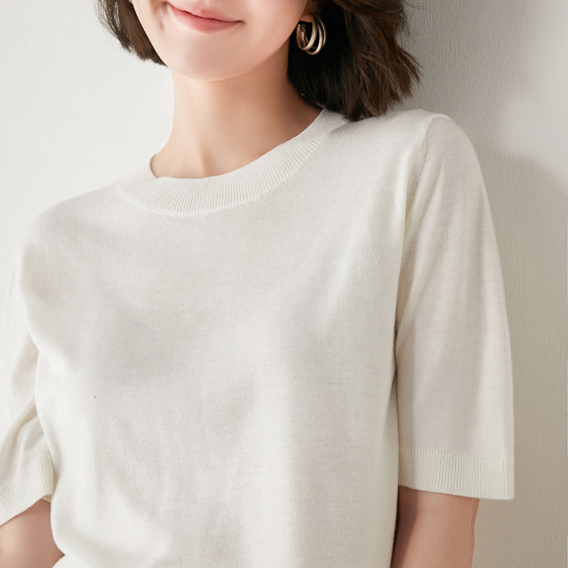 Women's Sweaters Fashion cashmere Pullover summer round neck knitted cashmere sweater summer T-shirt short sleeve 230912