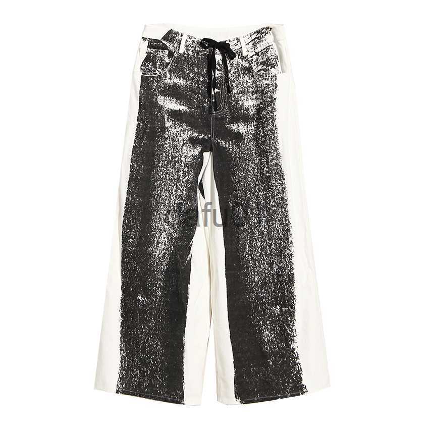 Women's Jeans Women's Jeans Casual pants for women 23 Spring/Summer new niche fashionable 3D printed jeans with high waisted loose fitting w