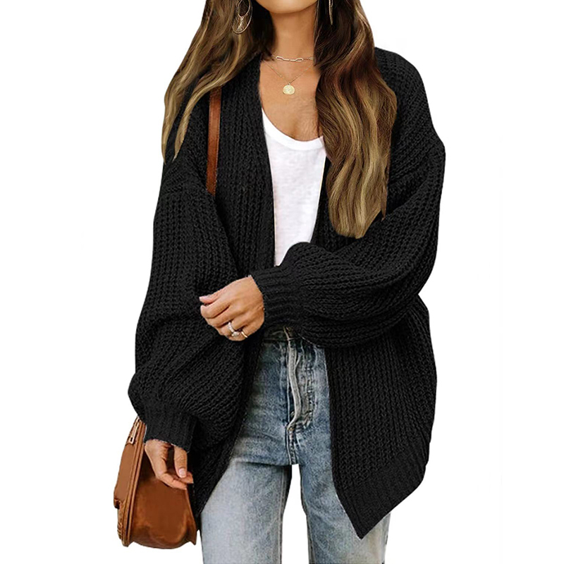 Women's Knits Tees HELIAR Women Solid Cardigan Sweater Coat Loose Casual Lantern Sleeve Jacket Knitted Coat For Women Autumn And Winter 230912