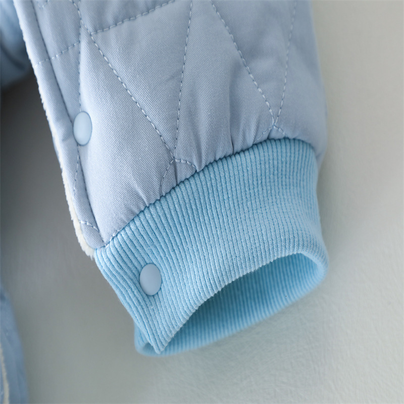 Rompers Autumn Winter Baby Plus Velvet Thicken Embroidery Ice Cream Cardigan Hooded Romper Boy Girl Infant Cotton Solid Fashion Jumpsuit 230914bj