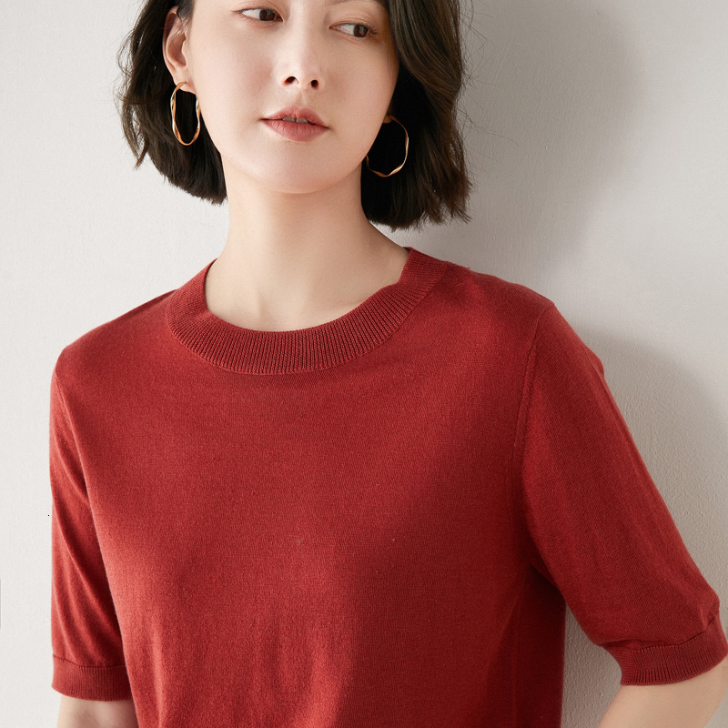 Women's Sweaters Fashion cashmere Pullover summer round neck knitted cashmere sweater summer T-shirt short sleeve 230912
