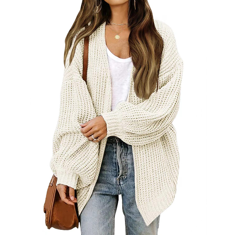 Women's Knits Tees HELIAR Women Solid Cardigan Sweater Coat Loose Casual Lantern Sleeve Jacket Knitted Coat For Women Autumn And Winter 230912