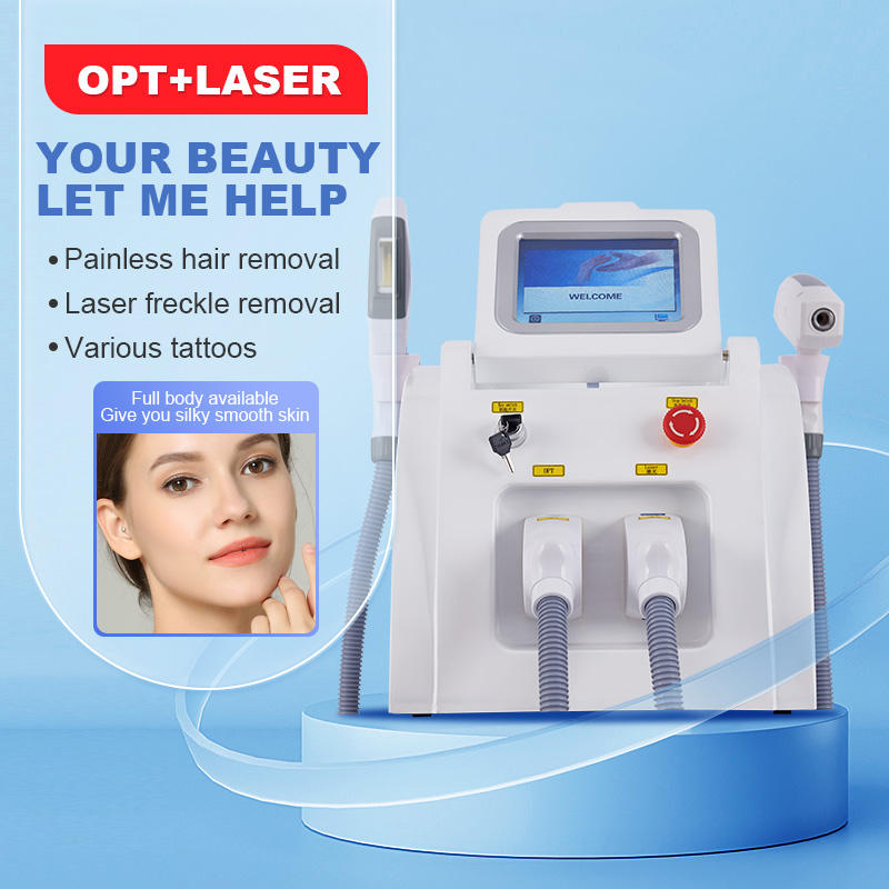Multifunction 2 Handles Nd Yag Laser Tattoo Eyebrow Washer Black Doll Treatment 360 OPT Hair Remove Painless Machine Skin Strengthening Salon
