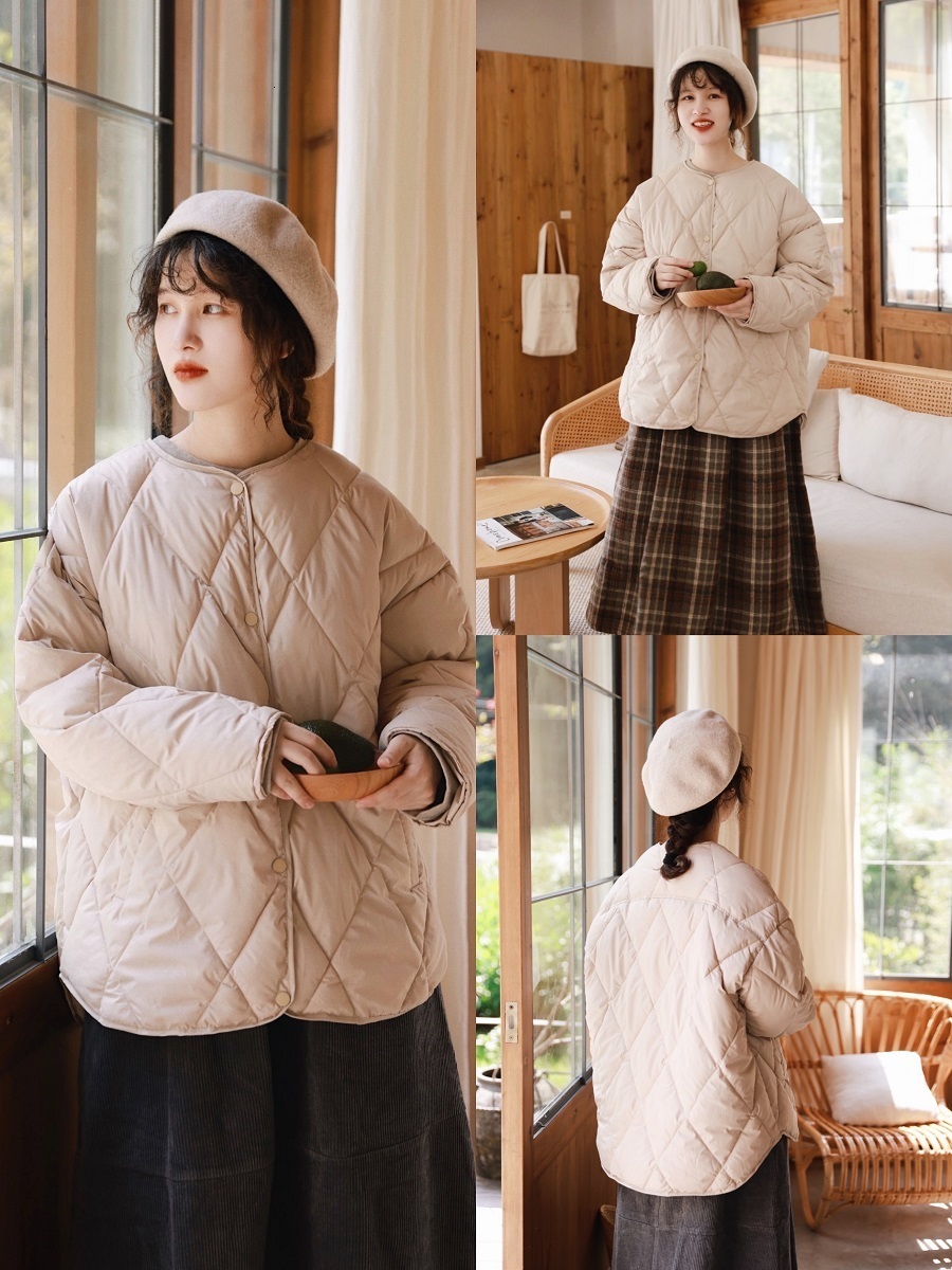 Women's Down Parkas Japanese Women Retro Thick Coat Autumn Winter Loose Sweet Solid Color Cotton Jacket 230912