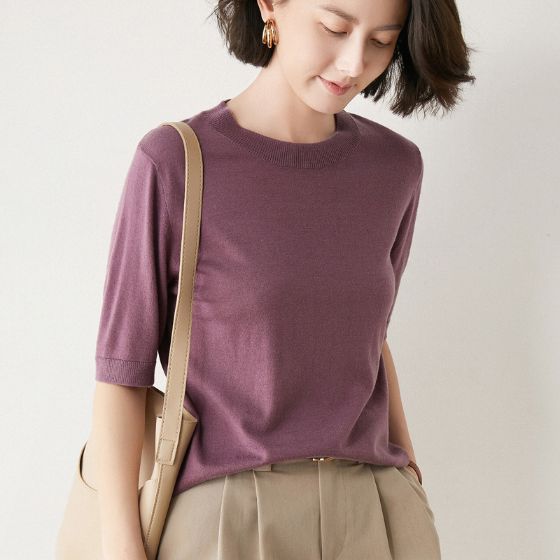 Women's Sweaters Fashion cashmere Pullover summer round neck knitted cashmere sweater summer T-shirt short sleeve 230912