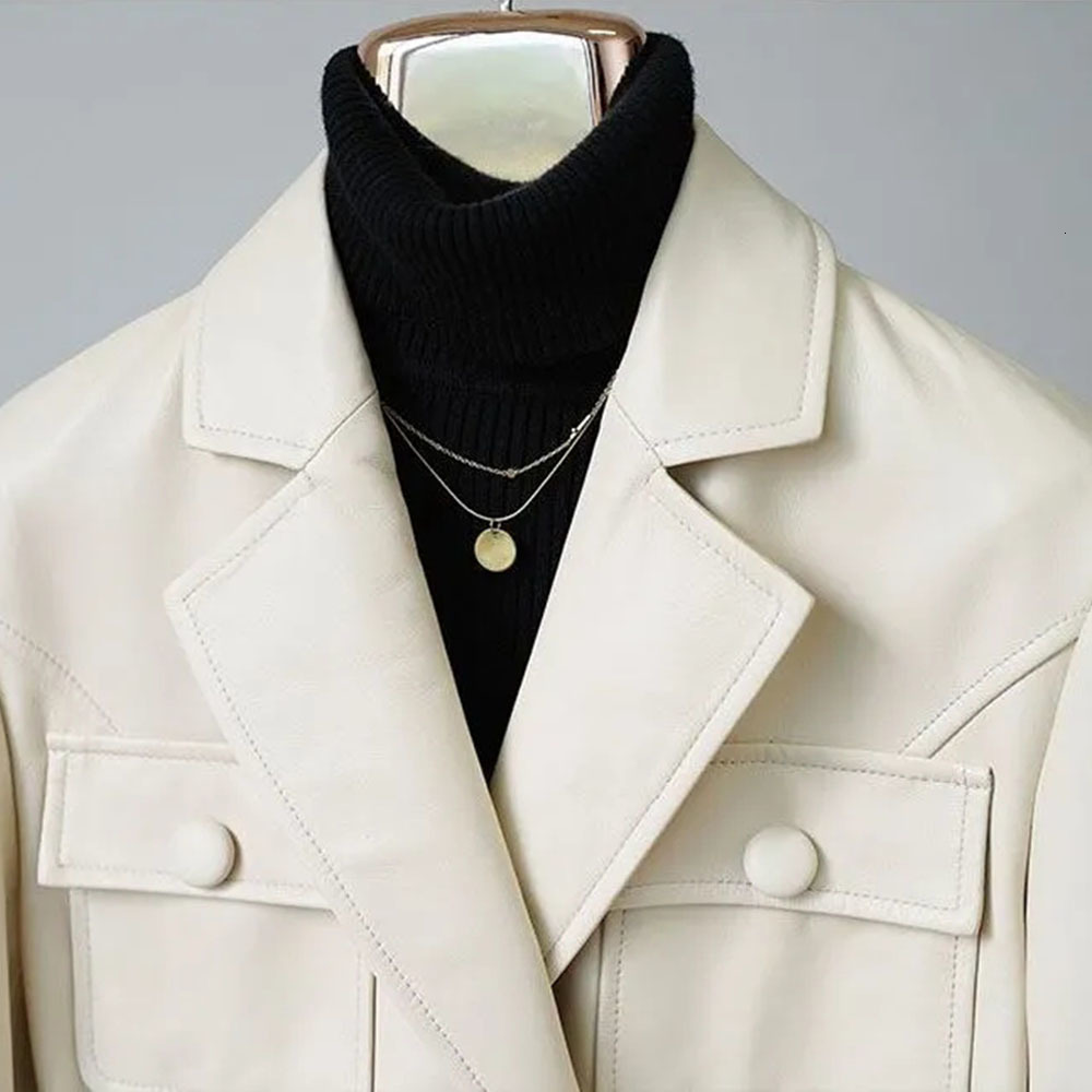 Women's Jackets Spring Autumn Fashion Black Leather Jacket For Women Zipper Vintage High Street Lapel Outwear Top Female PU Leather Coat Woman 23