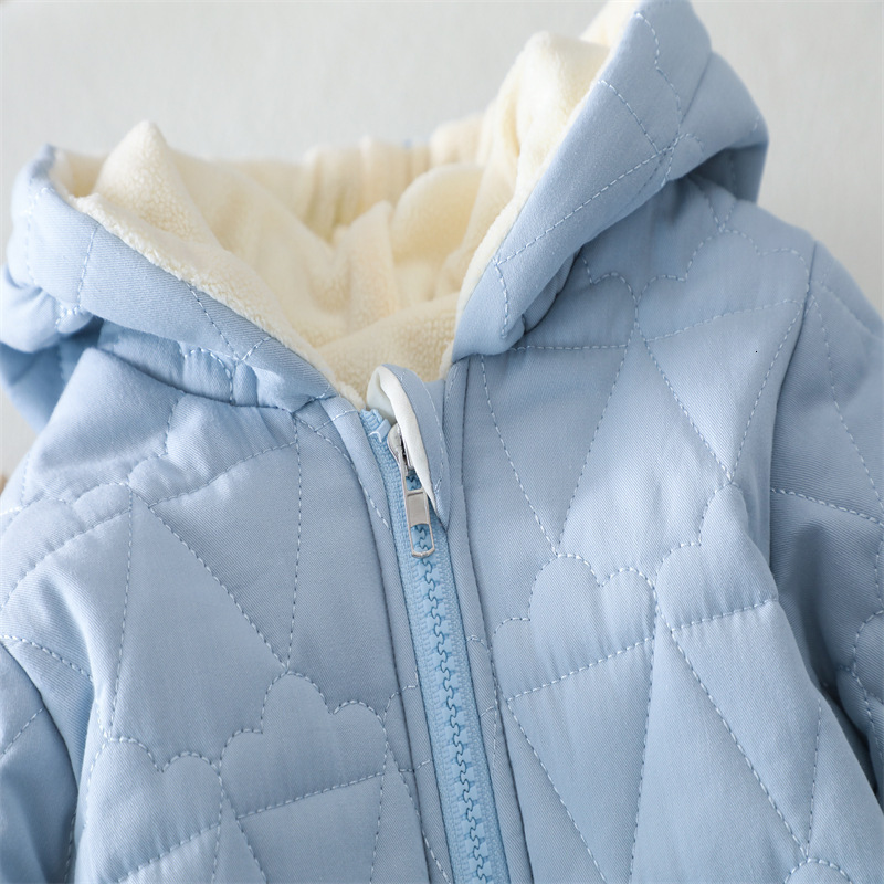 Rompers Autumn Winter Baby Plus Velvet Thicken Embroidery Ice Cream Cardigan Hooded Romper Boy Girl Infant Cotton Solid Fashion Jumpsuit 230914bj