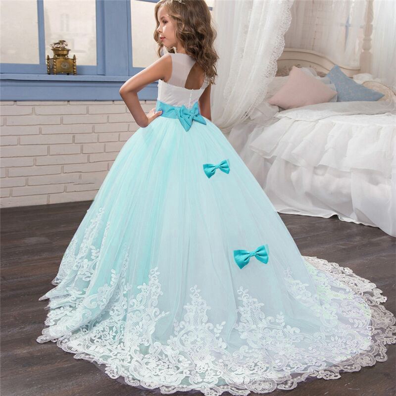 Girl's Dresses Red Christmas Dresses for Kids Girls Children's Pageant Performance Formal Gown Teen Girls Wedding Party Tailling Long Dress 