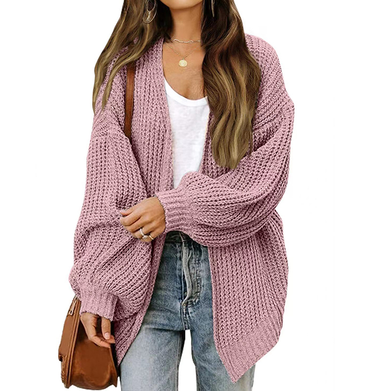 Women's Knits Tees HELIAR Women Solid Cardigan Sweater Coat Loose Casual Lantern Sleeve Jacket Knitted Coat For Women Autumn And Winter 230912