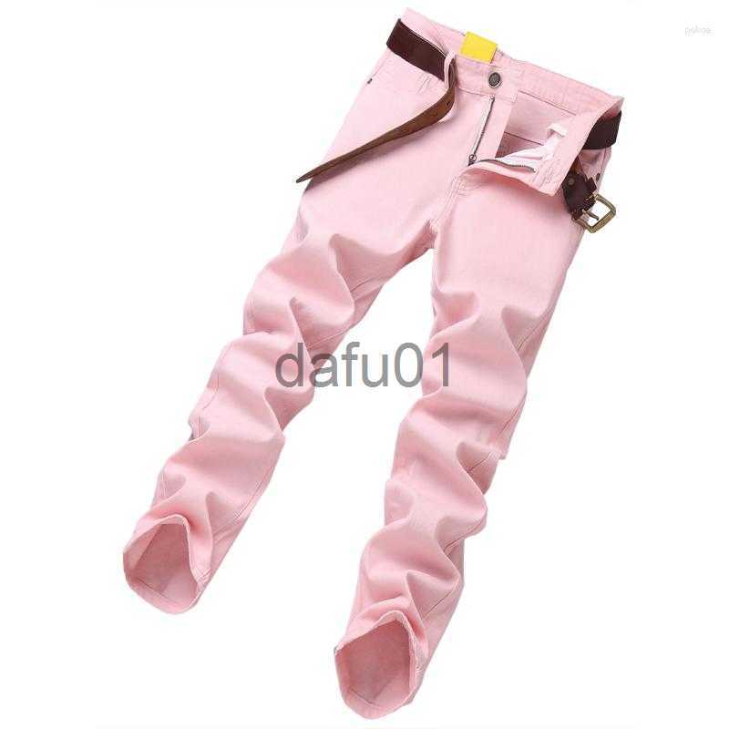 Men's Jeans Men's Jeans 2023 Autumn And Winter Yellow Trendy Brand Fashion All-match Pink Casual Pants Male Classic Red Denim Trousers x0914
