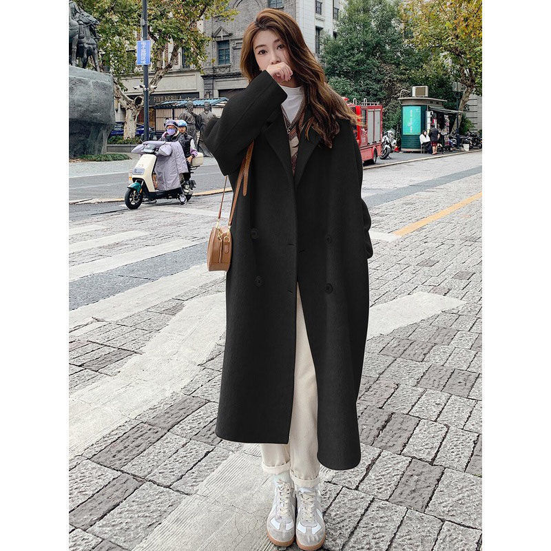 Women's Wool Blends Fashionable Double Sided Wool Coat For Women Autumn And Winter Korean Version Loose Mid Length Hepburn Style Wool Coat 230912