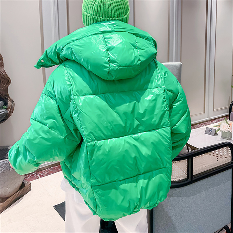 Women's Down Parkas Winter Warm Loose Short Hooded Big Pocket Cotton Padded Coat Women Fashion White Pink Blue Green Cotton Parkas Jackets Female