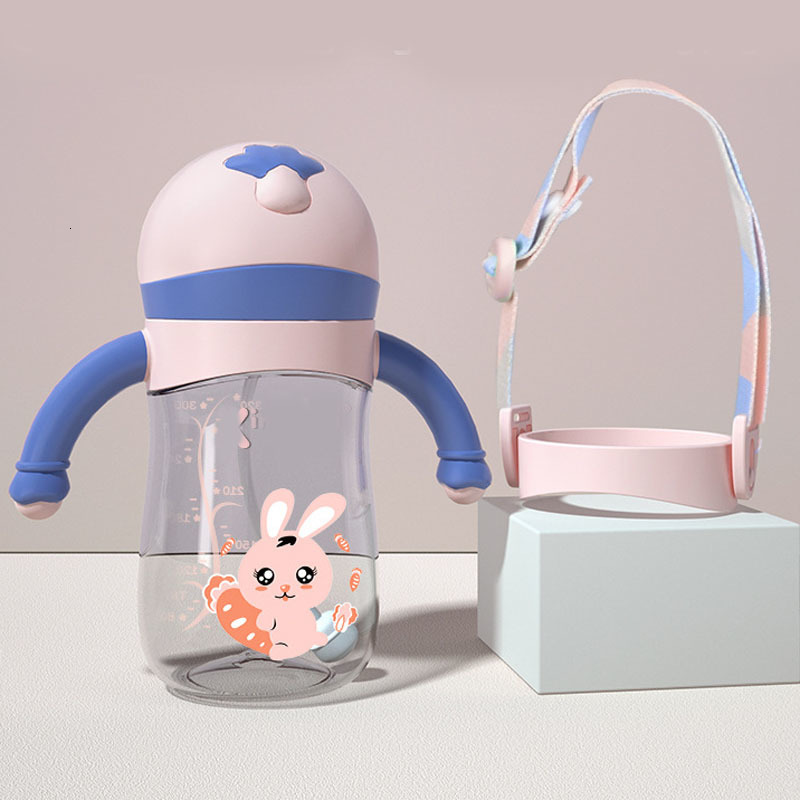 Baby Bottles# Cartoon Antichoke Straw Cup Learn Drinking Bottles Bottle with Handles Feeding Leakproof Water 230914