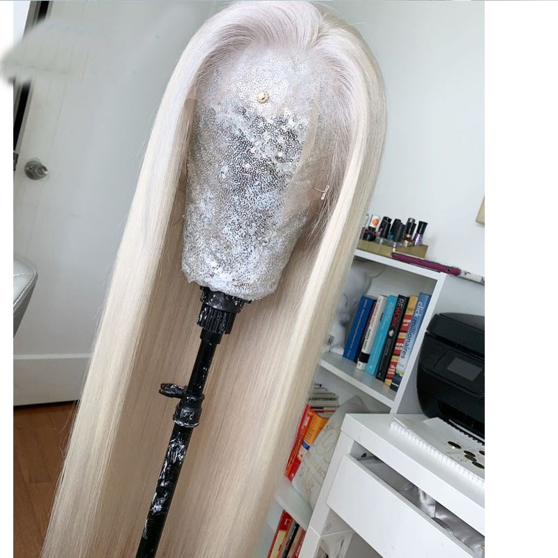 2026 New New 180Density Platinum Blonde Human Hair White Straight Front Wigs For Women HD Transparent Synthetic Lace Fronal Wig Woman Woman 13X4/13X6 