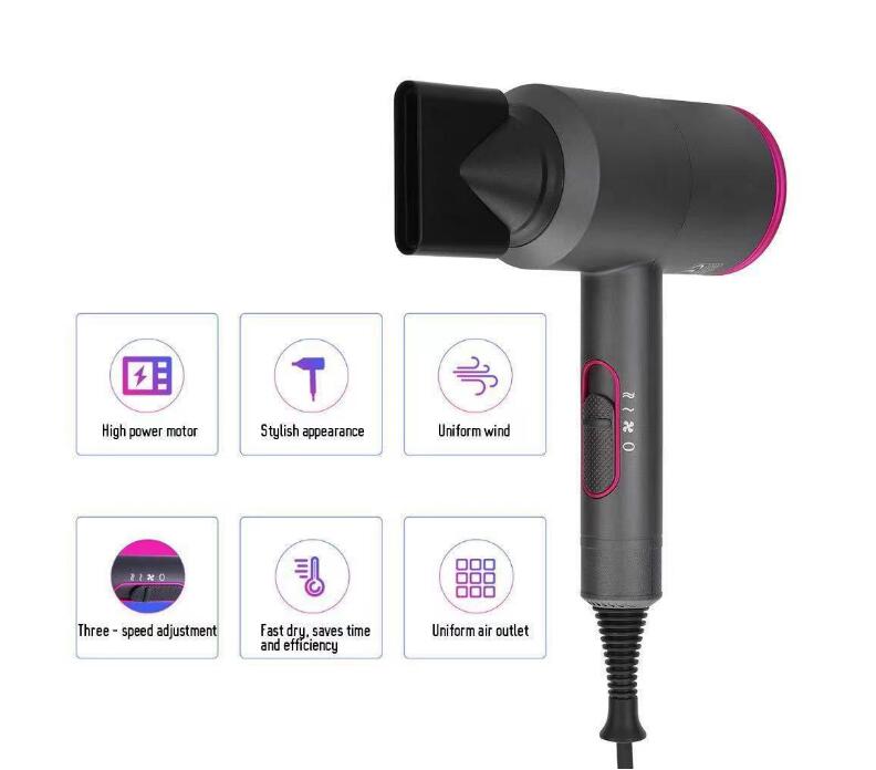Negative ion hair dryer professional does not hurt hot air and cold air hair dryer temperature care quickly dry hair, switch at will