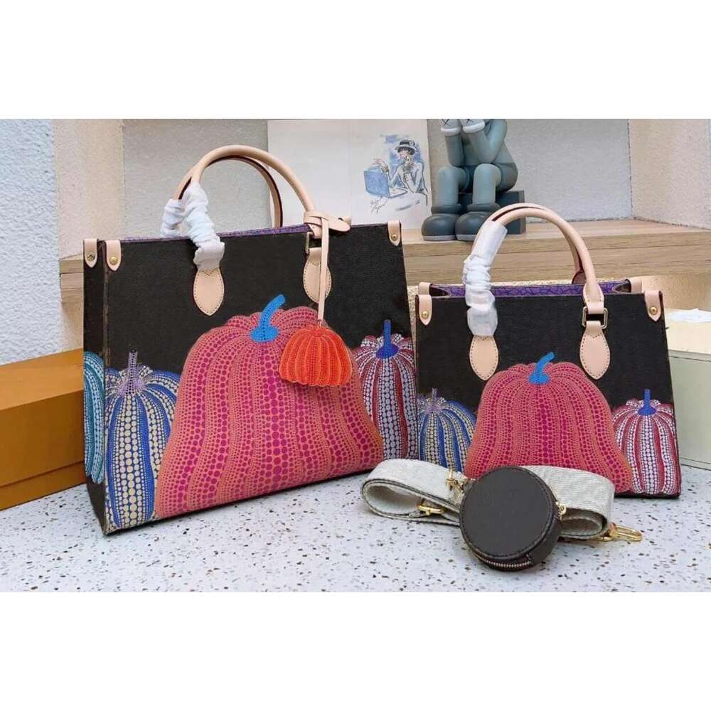 Designer YK onthego bags pumpkin Totes handbag women cross body Shoulder Bags Luxurys Leather Purse shopping Bag Tote 2 Size