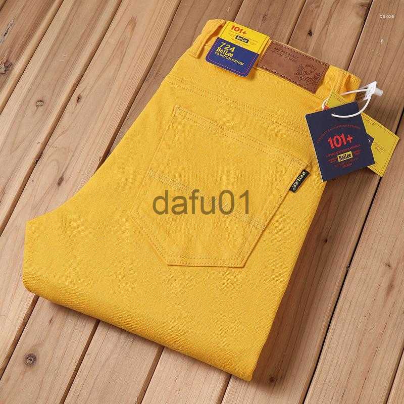 Men's Jeans Men's Jeans 2023 Autumn And Winter Yellow Trendy Brand Fashion All-match Pink Casual Pants Male Classic Red Denim Trousers x0914