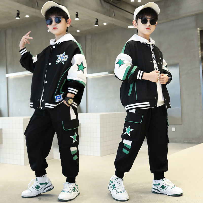 Clothing Sets Spring Autumn Boy Korean Version Clothes for Teens 2 Piece Hooded Jacket Coat Pants Casual Children's 230914