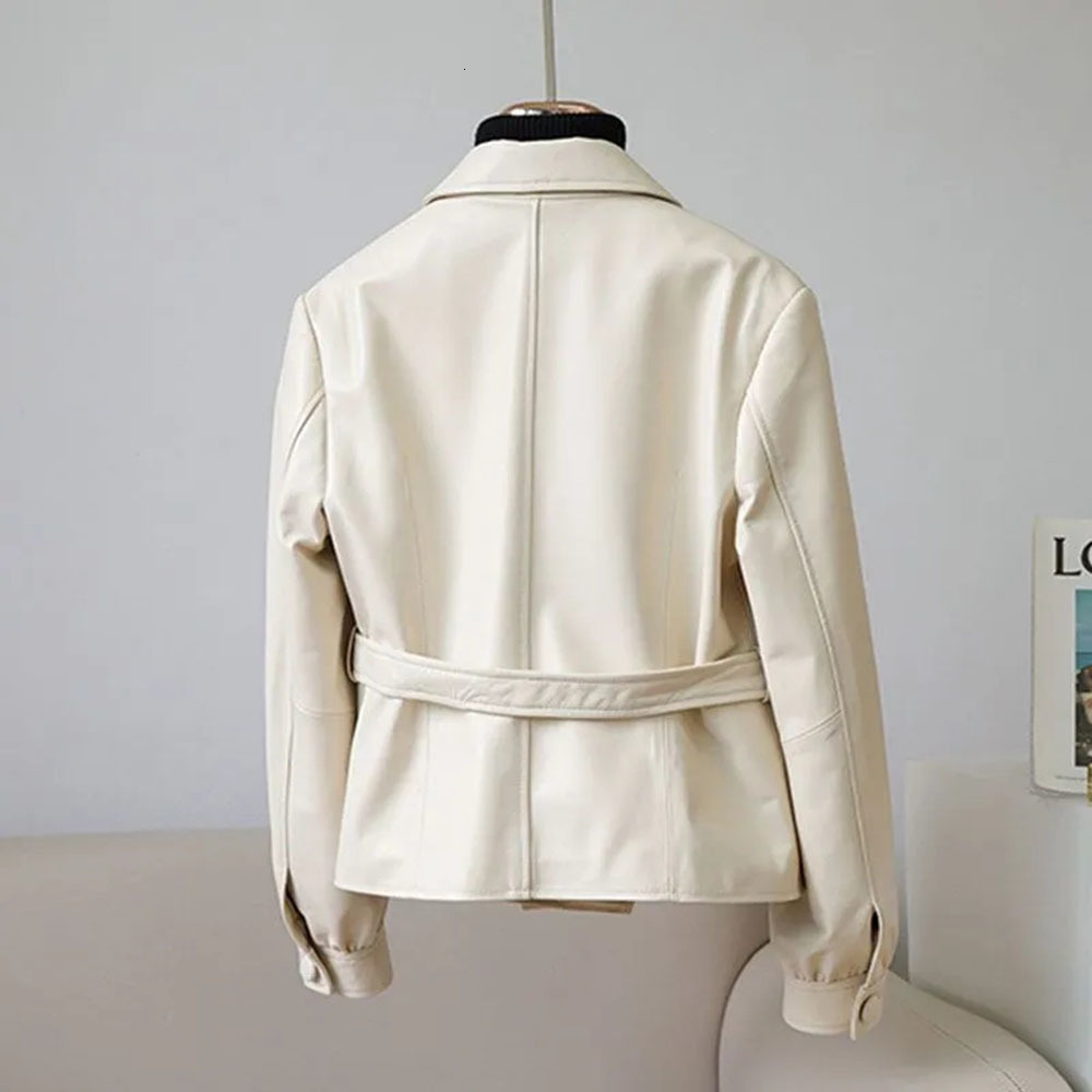 Women's Jackets Spring Autumn Fashion Black Leather Jacket For Women Zipper Vintage High Street Lapel Outwear Top Female PU Leather Coat Woman 23