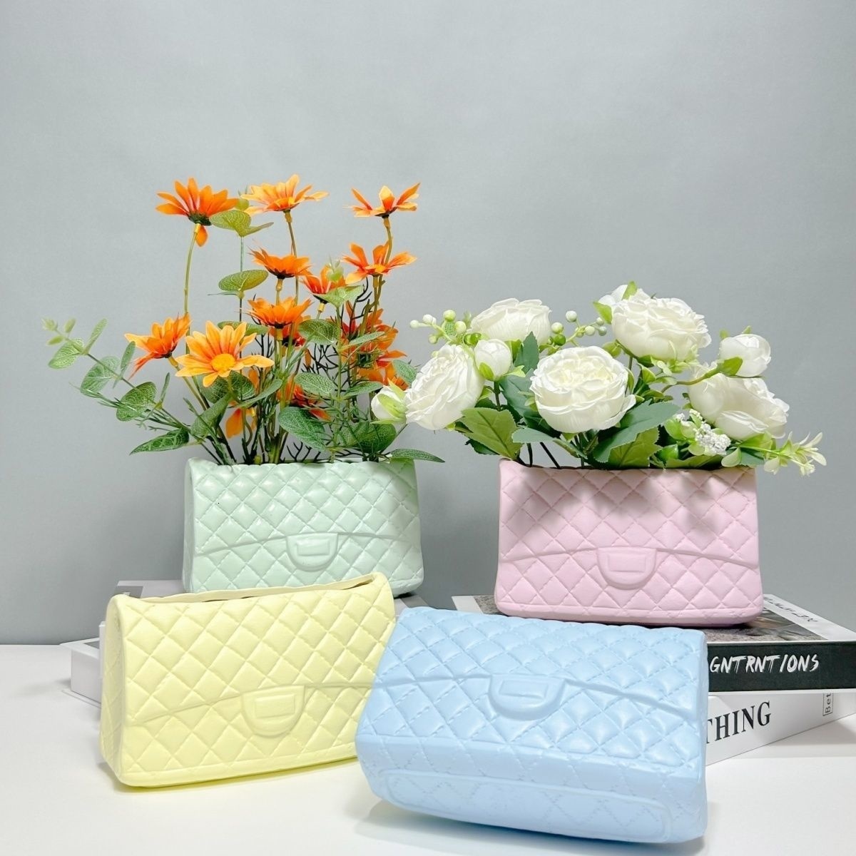 Vases Handbag Vase Flower Packaging Boxs Ceramic Bag Shaped Pot For Shop Wedding Valentine's Day Birthday Party Gifts 230914
