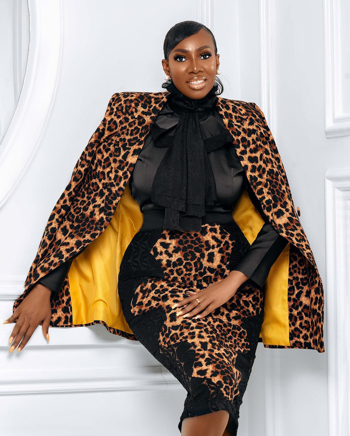 Fashion Leopard Women Long Jacket Mother Of The Bride Blazer Custom Made For Lady Party Prom Wear Only One Piece