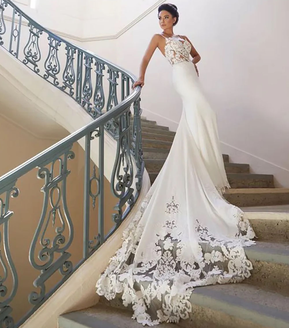 Wedding Dresses White Mermaid Bridal Gowns Ivory Formal Trumpet Applique New Plus Size Custom Zipper Lace Up Sleeveless Lace Sweetheart Satin