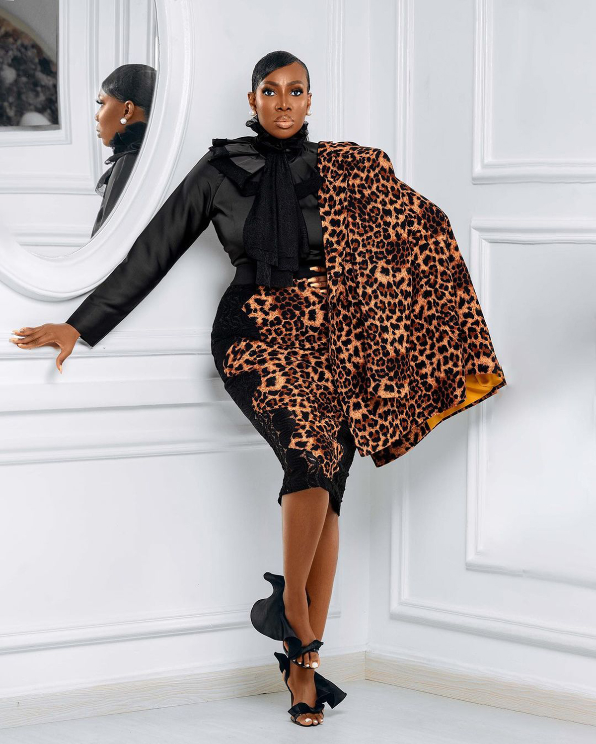 Fashion Leopard Women Long Jacket Mother Of The Bride Blazer Custom Made For Lady Party Prom Wear Only One Piece