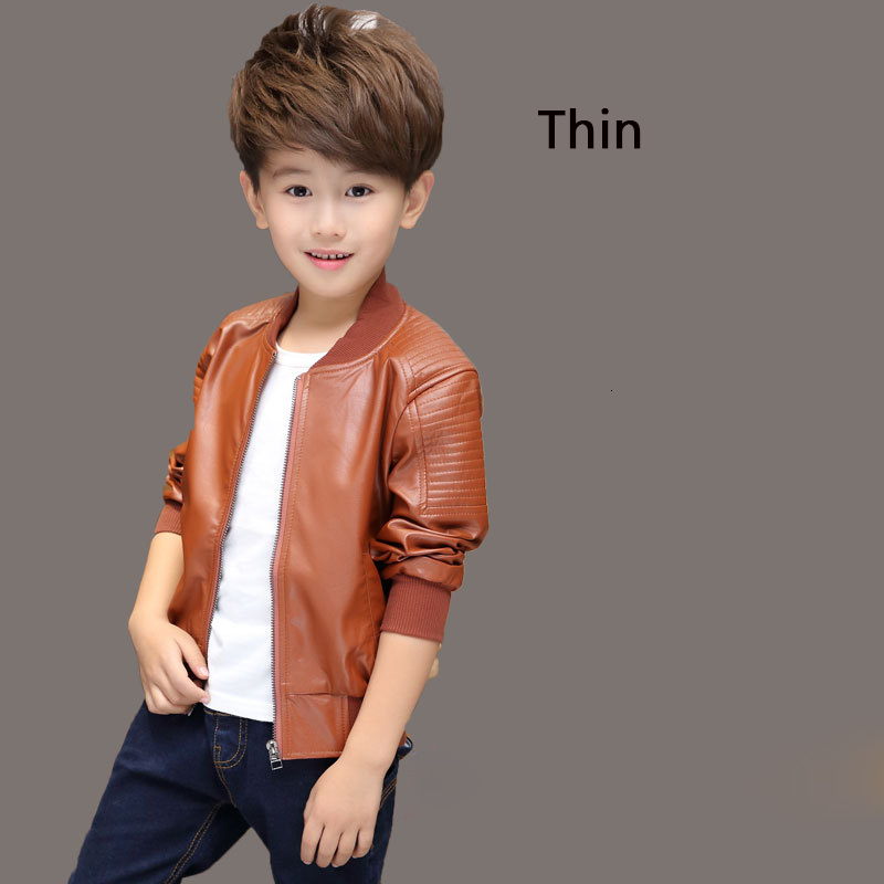 Jackets Boys Thick Coats Autumn Winter Fashion Big Children's Plus Velvet Warming Cotton PU Leather Jacket For 2-14Y Kids Outerwear 230914