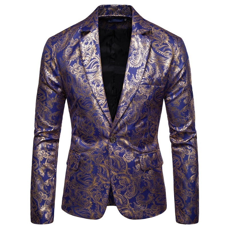 Men's Suits Blazers Men's Golden Floral Blazers Business Casual Suit Wedding Dress Gold Blazer Men 230912
