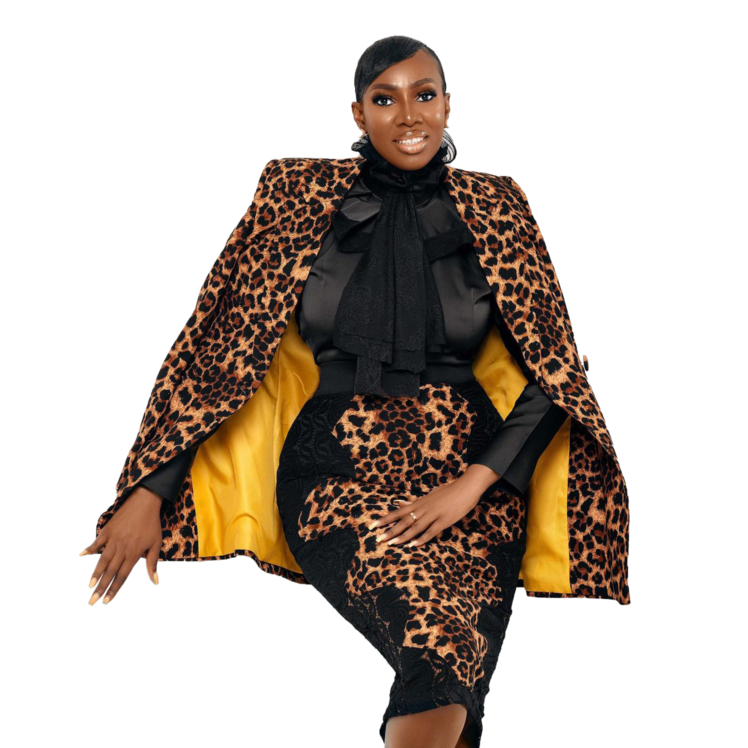 Fashion Leopard Women Long Jacket Mother Of The Bride Blazer Custom Made For Lady Party Prom Wear Only One Piece