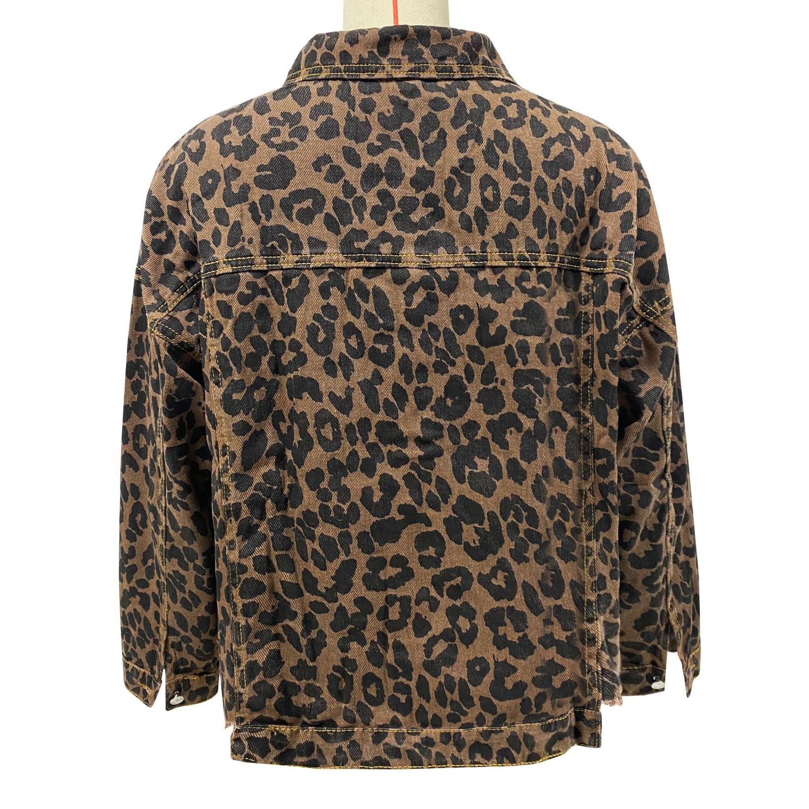 Women's Jackets Denim Coat Fall Vintage Furred Leopard Print Short Long-sleeved Single-breasted Denim Jacket For Women 230912