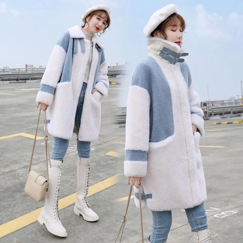 Women's Wool Blends Pregnant Women Winter Lamb Fleece Coat Mid length Coat Autumn/Winter Lamb Fleece Fashion Plus Fleece Thickened Windbreaker 23