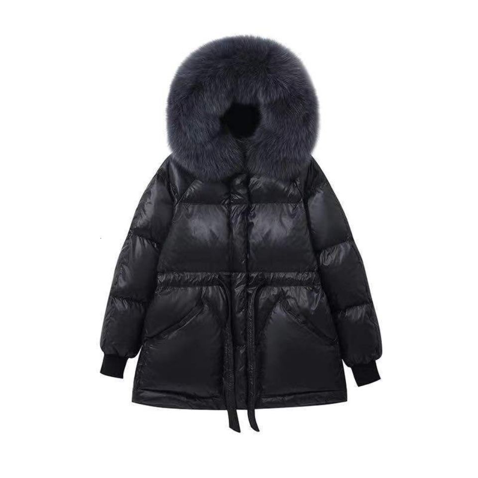 Women's Down Parkas Jackets for Women Winter Coat Women's Parka Casual Solid Color Thickened Coat Fur Hood Thickened Warm Down Cotton Jacket