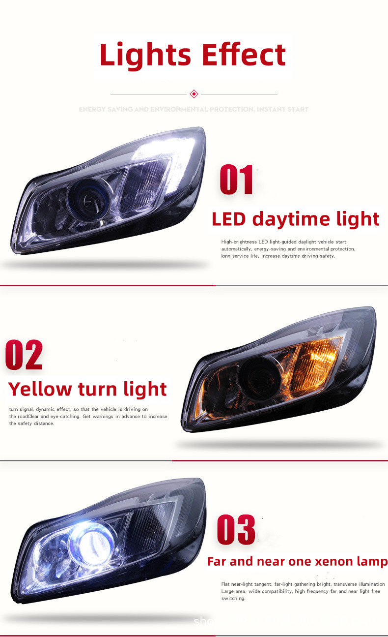 Car Front Light for Buick Regal GS 2009-2013 Headlight Assembly LED Daytime Running Light Dual Lens Xenon Headlights
