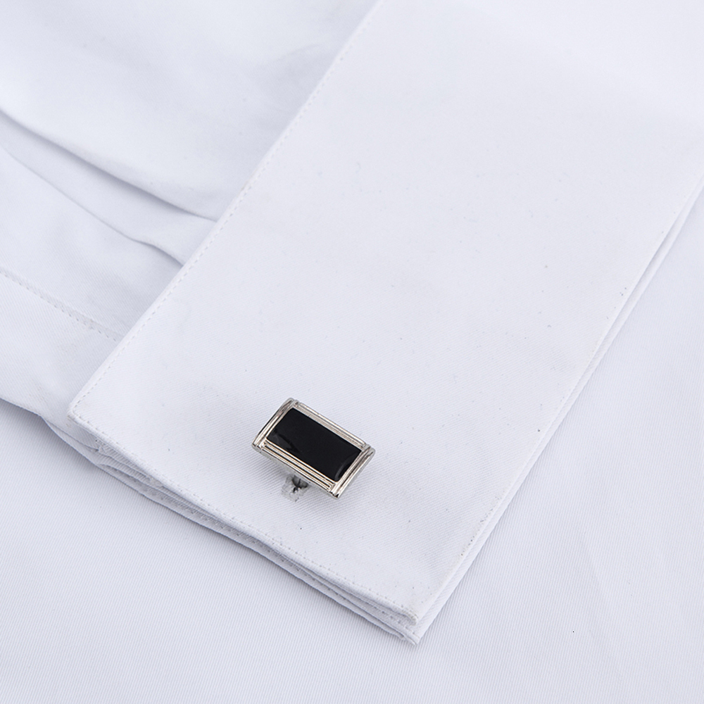 Men's Casual Shirts Men's Classic French Cuffs Solid Dress Shirt Covered Placket Formal Business Standardfit Long Sleeve Office Work White S