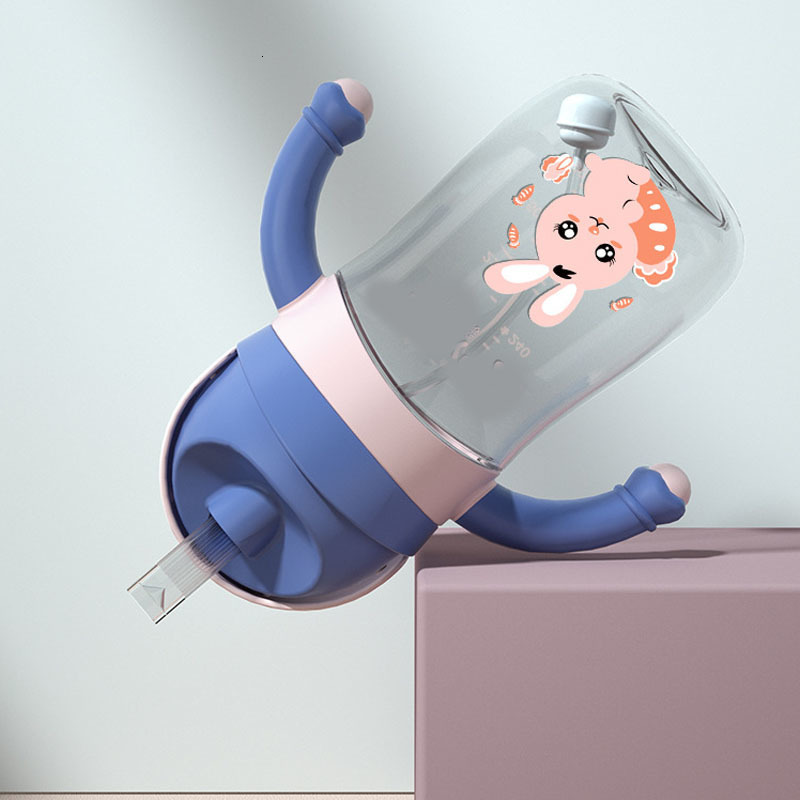 Baby Bottles# Cartoon Antichoke Straw Cup Learn Drinking Bottles Bottle with Handles Feeding Leakproof Water 230914