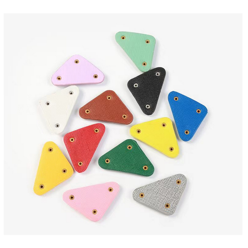 Triangle leather label p Letter Milan is used for clothing Bag Jewelry shoes hats hair accessories hair clips and other accessories DIY versatile and multi-color