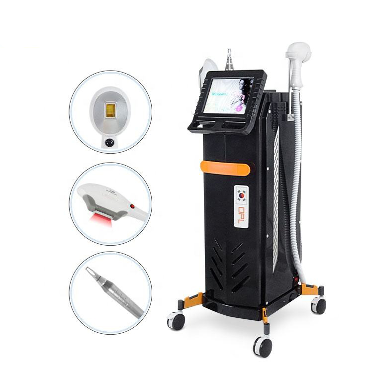 Q switched Nd Yag Tattoo Pigment Remover Skin Whitening Machine 808 Diode 360 Magneto Optic Hair Removal Equipment 3 Handles Pore Shrink Skin Firm Red