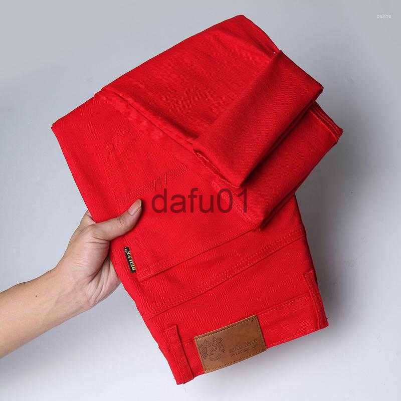 Men's Jeans Men's Jeans 2023 Autumn And Winter Yellow Trendy Brand Fashion All-match Pink Casual Pants Male Classic Red Denim Trousers x0914