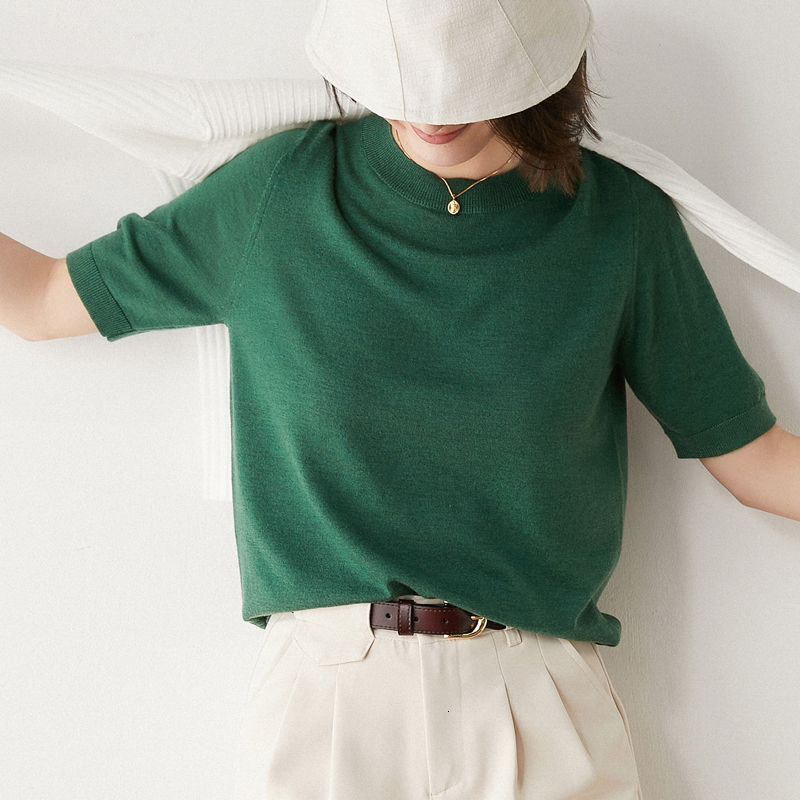 Women's Sweaters Fashion cashmere Pullover summer round neck knitted cashmere sweater summer T-shirt short sleeve 230912