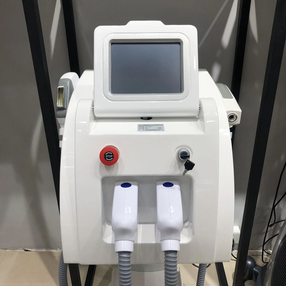 Multifunction 2 Handles Nd Yag Laser Tattoo Eyebrow Washer Black Doll Treatment 360 OPT Hair Remove Painless Machine Skin Strengthening Salon