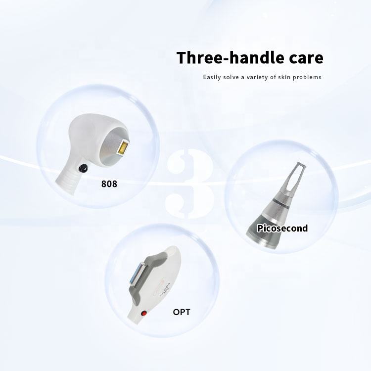 Q switched Nd Yag Tattoo Pigment Remover Skin Whitening Machine 808 Diode 360 Magneto Optic Hair Removal Equipment 3 Handles Pore Shrink Skin Firm Red