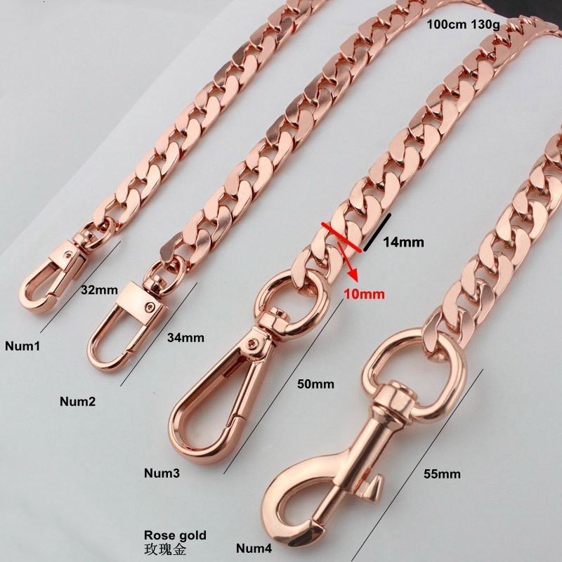 Bag Parts Accessories Width 10mm Rose gold chain bags purses strap accessory factory quality plating cover wholesale Flat chain 230914