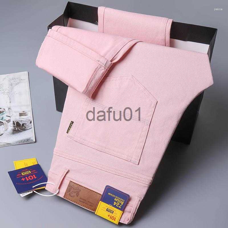Men's Jeans Men's Jeans 2023 Autumn And Winter Yellow Trendy Brand Fashion All-match Pink Casual Pants Male Classic Red Denim Trousers x0914