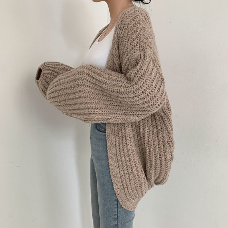 Women's Knits Tees MEXZT Vintage Harajuku Lantern Sleeve Women Cardigan Sweater Casual Korean Fall Streetwear Tops Coat Chic Lazy Wind Y2k Sweate