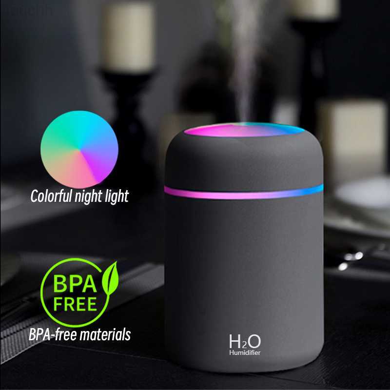 Humidifiers H2O Air Humidifier 300ml Portable Mini USB Aroma Diffuser With Cool Mist For Bedroom Home Car Plants Purifier Humificador L230914